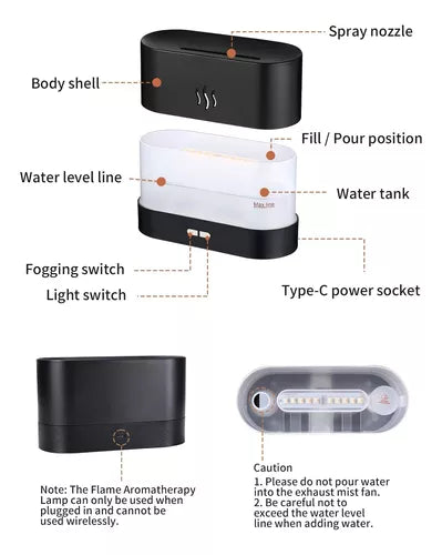 Humidificador Aire Efecto Llama Difusor